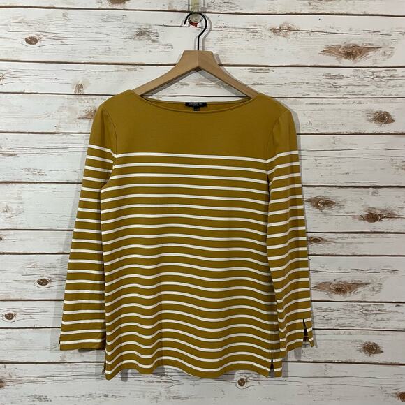 Lafayette 148 New York Wes Boat Neck 3/4 Sleeve Breton Striped Top - Small - Picture 10 of 11